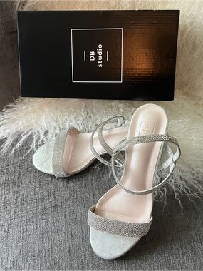 DB Studio Silver Strappy High-Heel Sandals